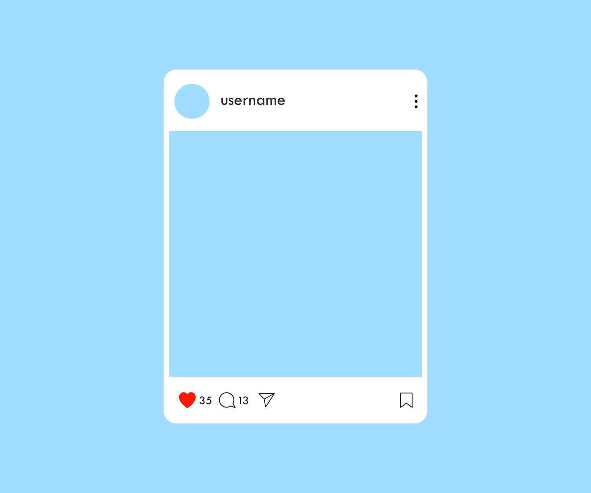 Social network blank layout mockup on blue background. Modern product advertisement template illustration vector