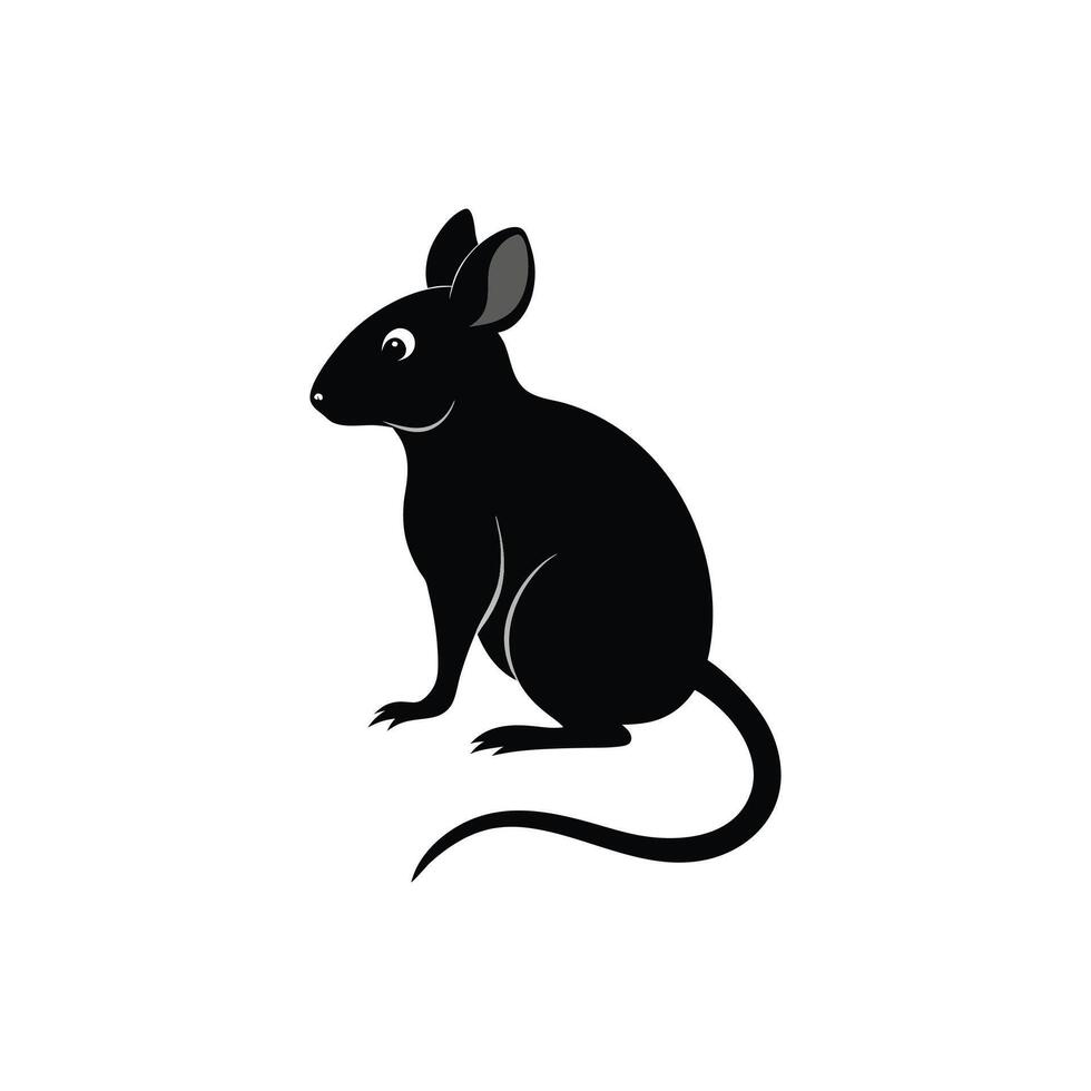 Minimalist Mouse Silhouette Illustration Design on White Background vector