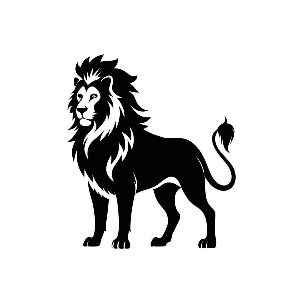 Powerful Roaring Lion Outline Design on White Background vector