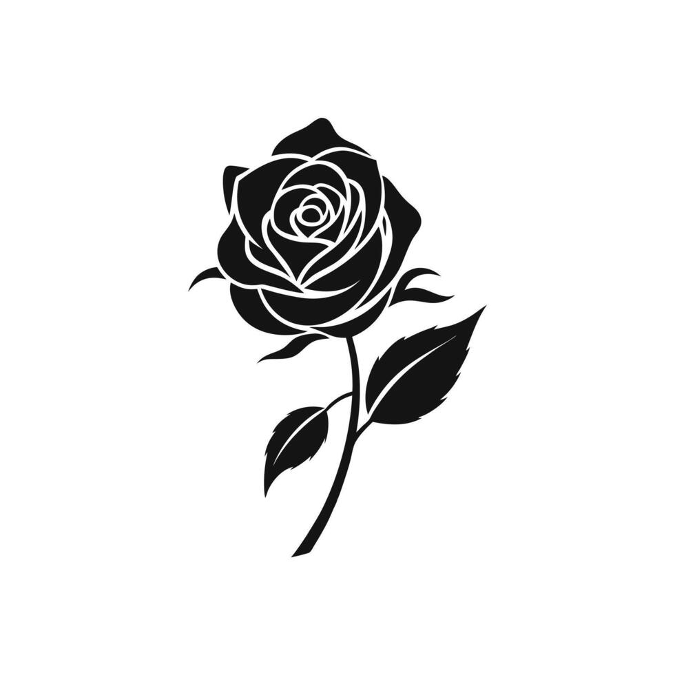 Romantic Rose Outline Illustration Design on White Background vector