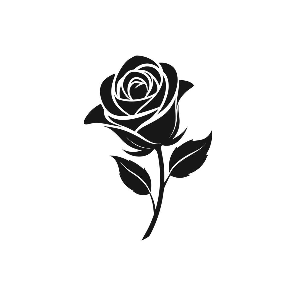 Graceful Rose Silhouette Illustration Design on White Background vector