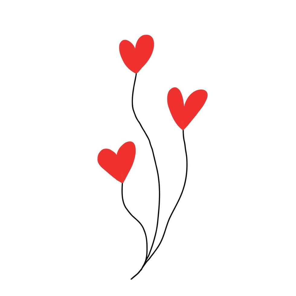 Happy Valentine's day, composition balloons red colour Heart shape isolated on white background. Holiday greeting, design element, bright clipart. vector