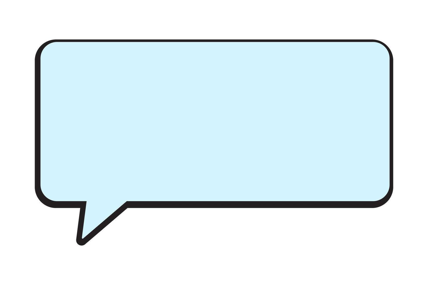 Chat message blue template. Rectangular text frame speech bubble. vector