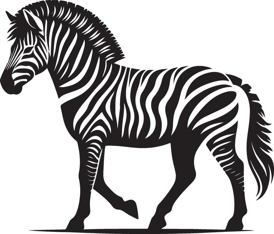 Realistic Zebra Line Drawing Coloring Page White Background vector
