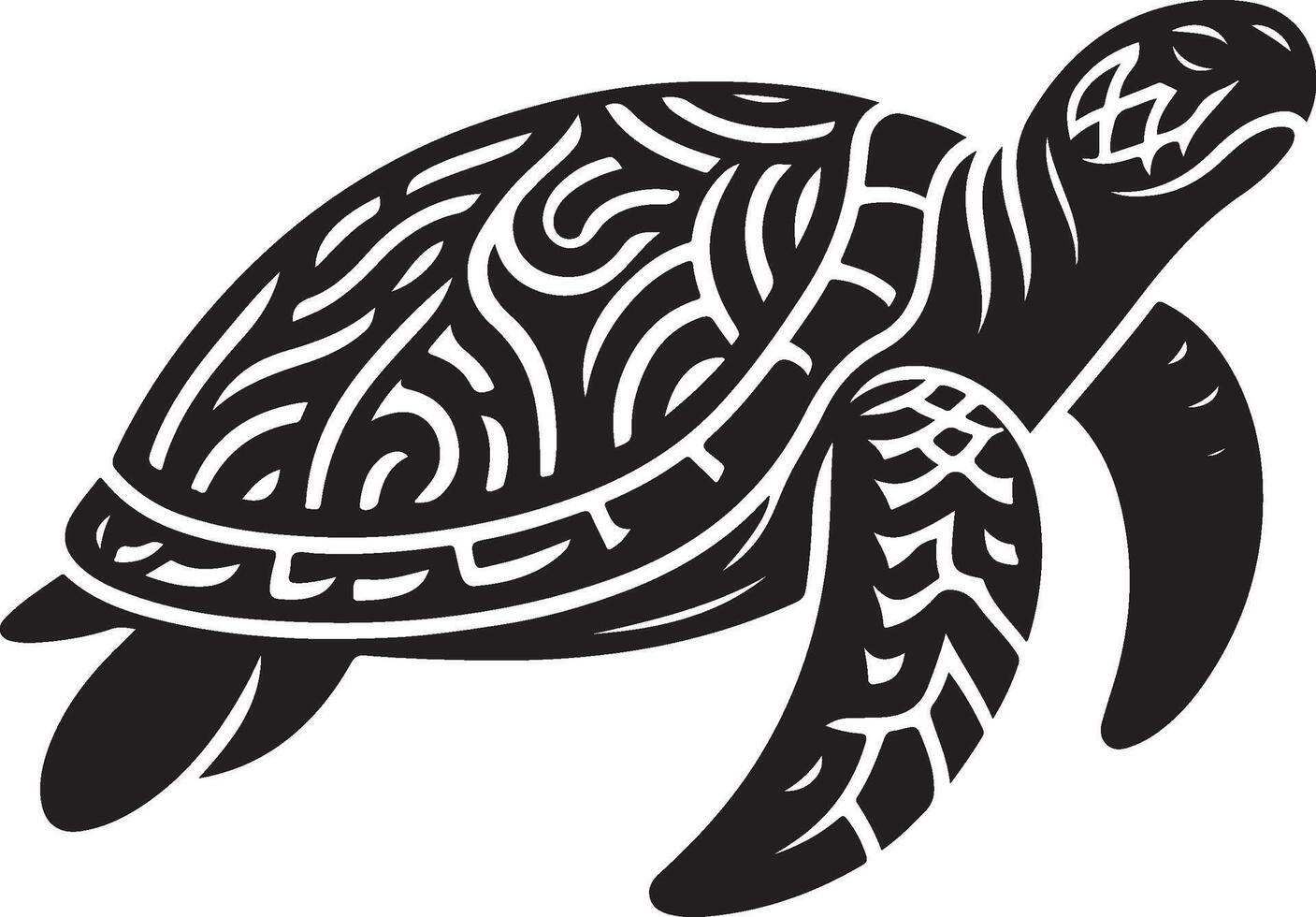 Elegant Turtle Outline Drawing Solid White Background vector