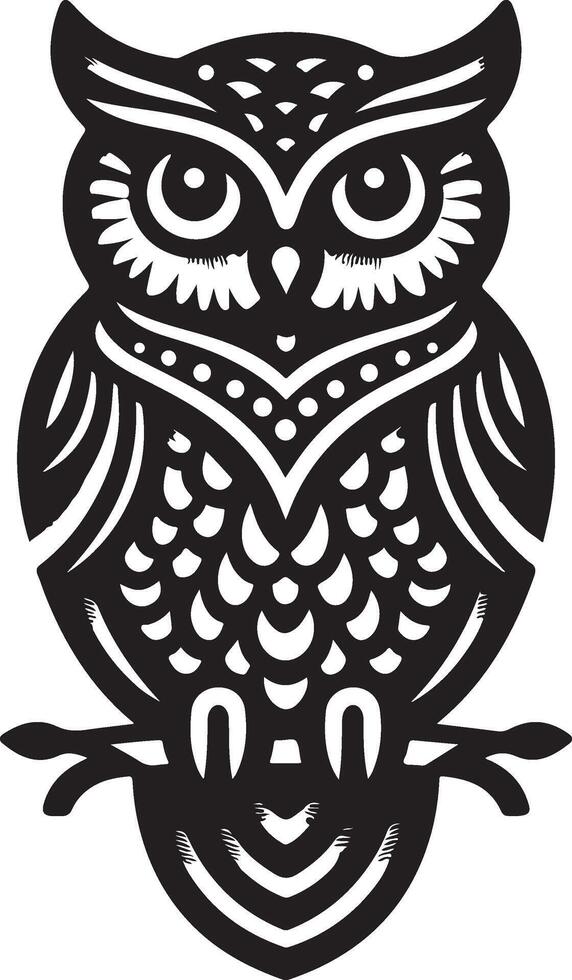 Wise Owl Coloring Page White Background vector