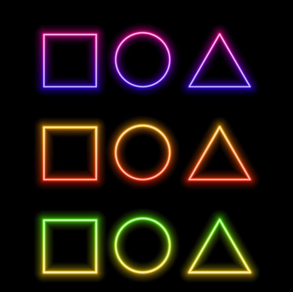A set of neon geometric shapes. vector