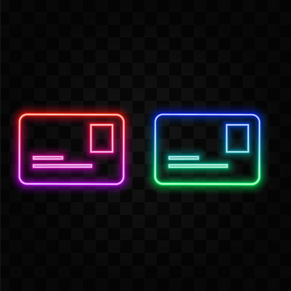 Credit card. neon style. blue color. vector