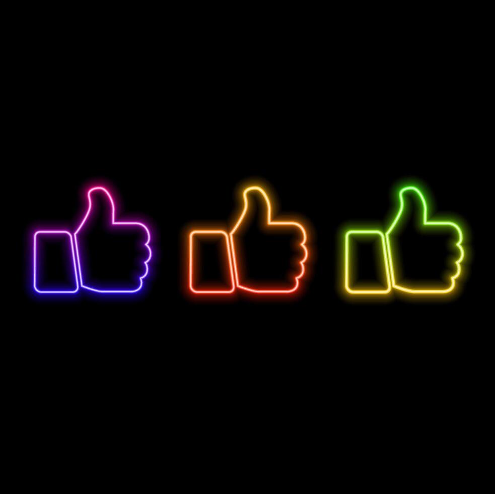 Sign icon. Hand with finger up symbol. neon style. vector