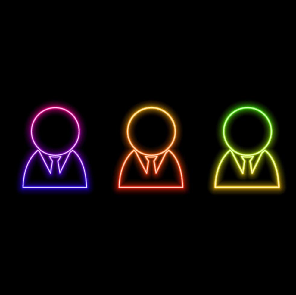 Man avatar profile. Male face silhouette or icon isolated on white background. neon style. illustration. vector