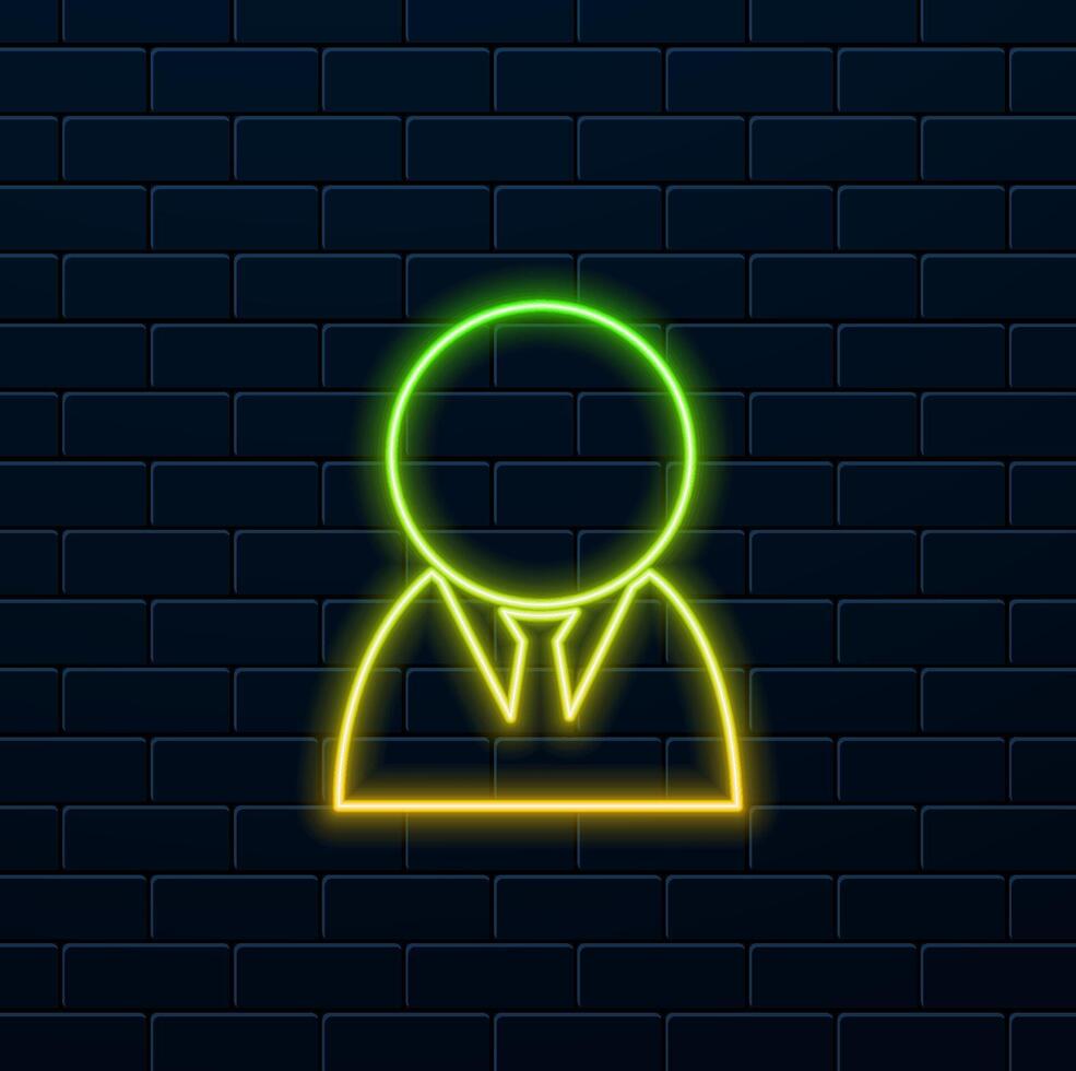 Profile icon. Glyph profile icon for website and mobile design, app development, printing. neon style. Profile icon of populated interface collection isolated vector