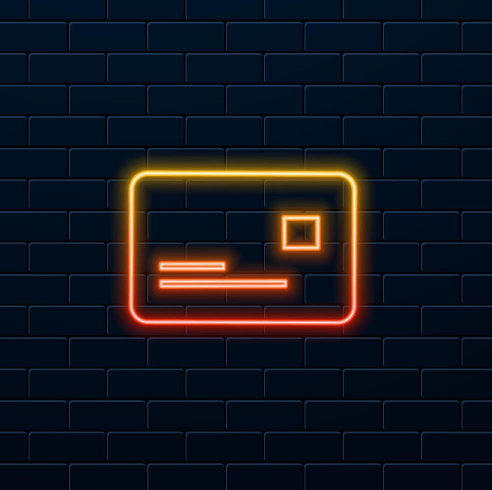 Debit payment icon on design icon. neon style. vector