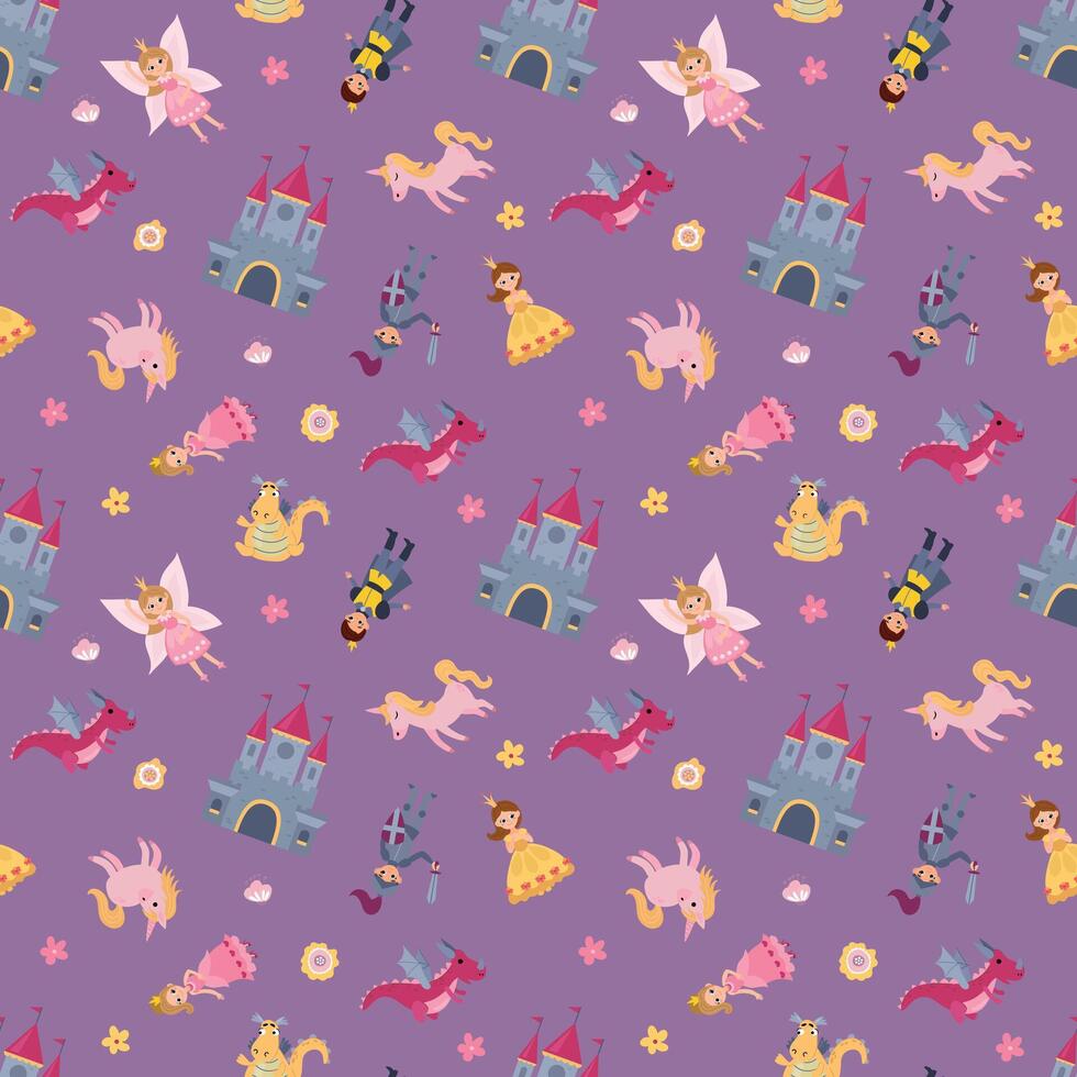 Seamless pattern with princesses. Design for fabric, textile, wallpaper vector