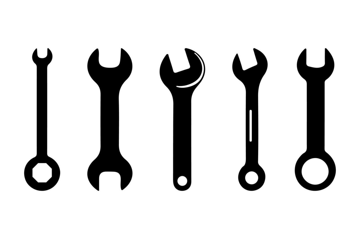 Wrench icons for construction and repair tool illustrations. vector