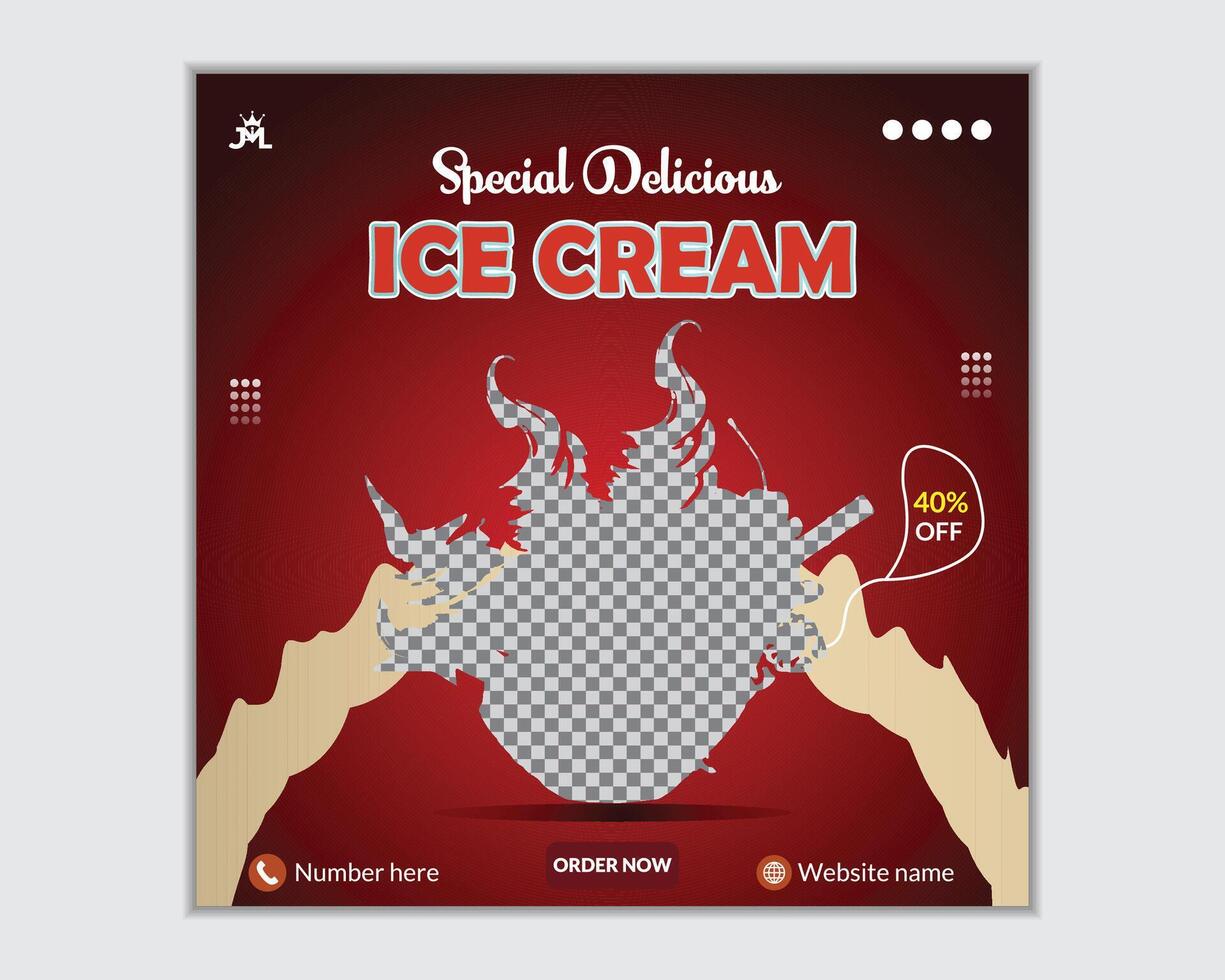 Special Delicious Ice Cream social media post design Delicious Ice Cream Social Media Post Template vector