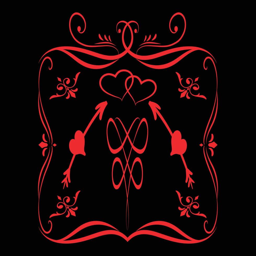 Elegant Valentine's Day Romantic Heart Design for T-Shirts vector