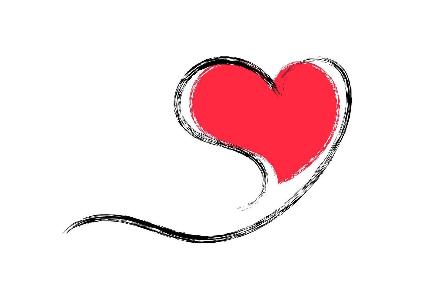 Heart drawn with one continuous line. Romantic icon. Symbol of love. vector