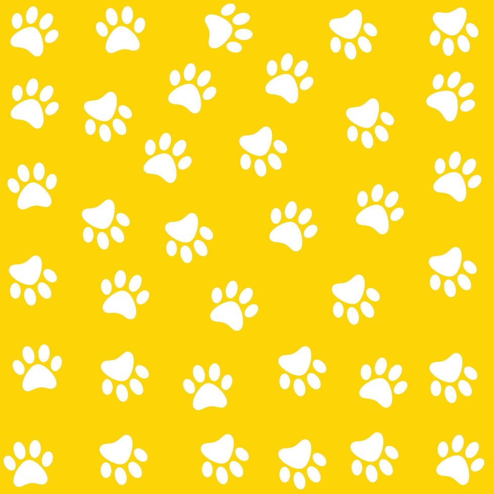 Dog footprint seamless pattern With Yellow And White Color vector