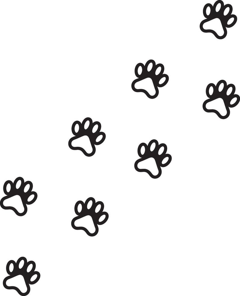 Dog Paw Outline Print Design On White Background vector
