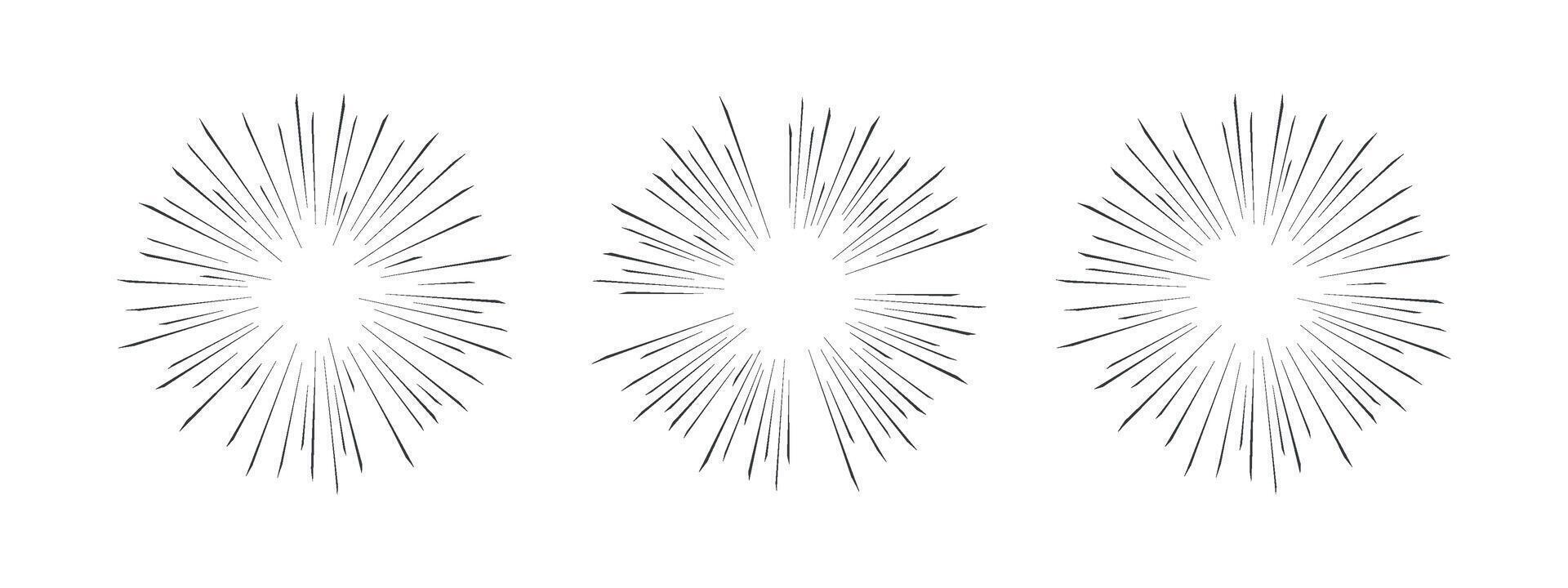 Energetic radial lines for comics. Speed Effects . illustration, abstract explosions, space flash and dynamic effects for anime and manga scenes. vector