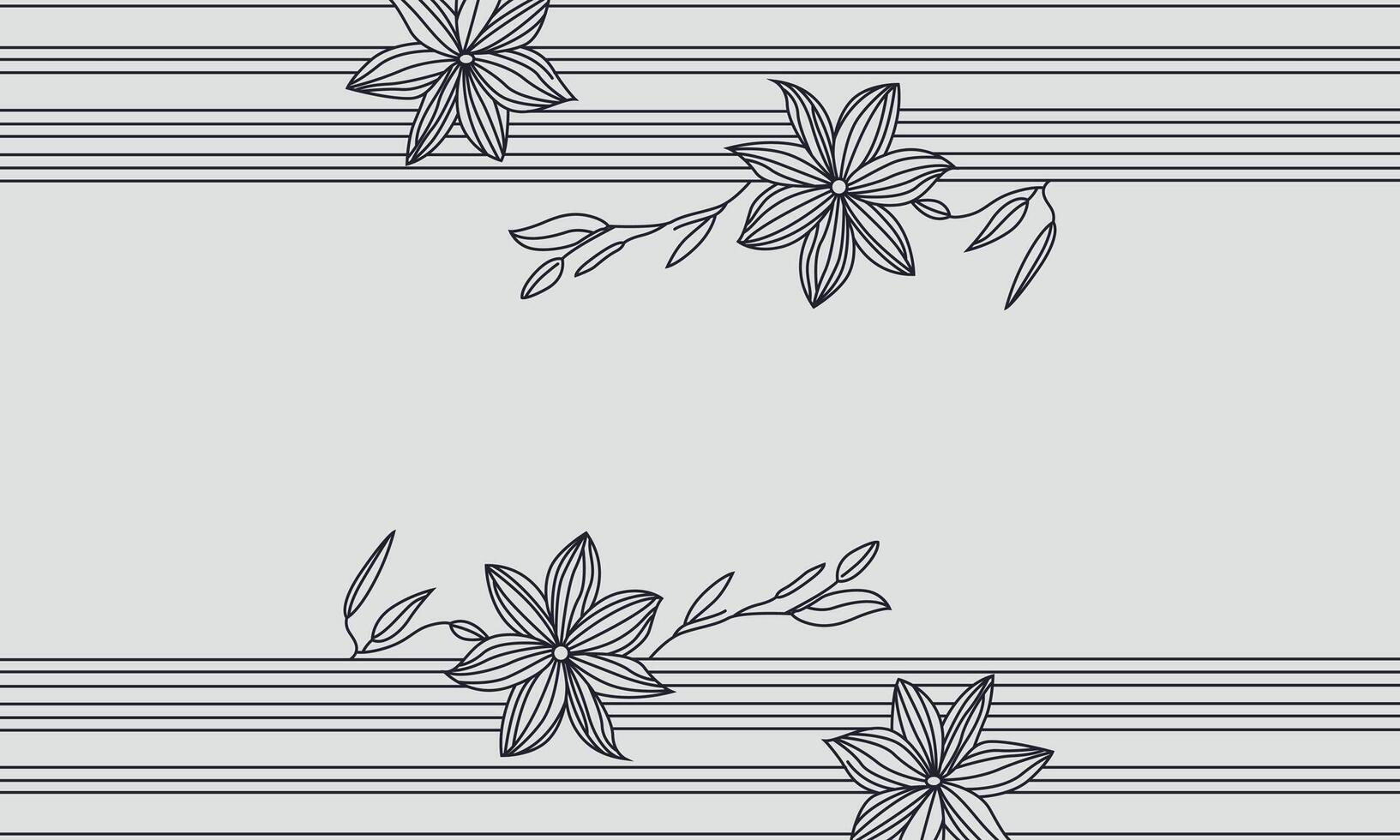 Flowers on a gray background with a black line vector