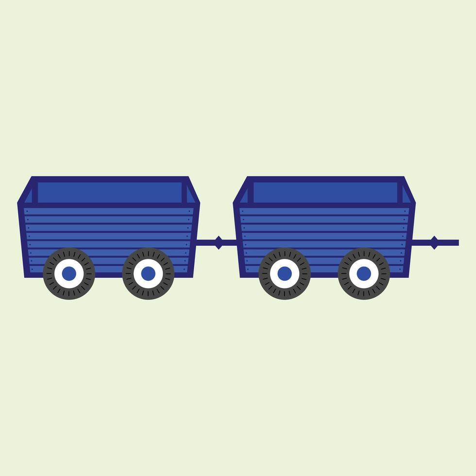 Illustration of a blue dump truck. Illustration of a toy truck. Isolated on green background. Illustration of a blue freight train carriage. Usually used to transport crops. vector