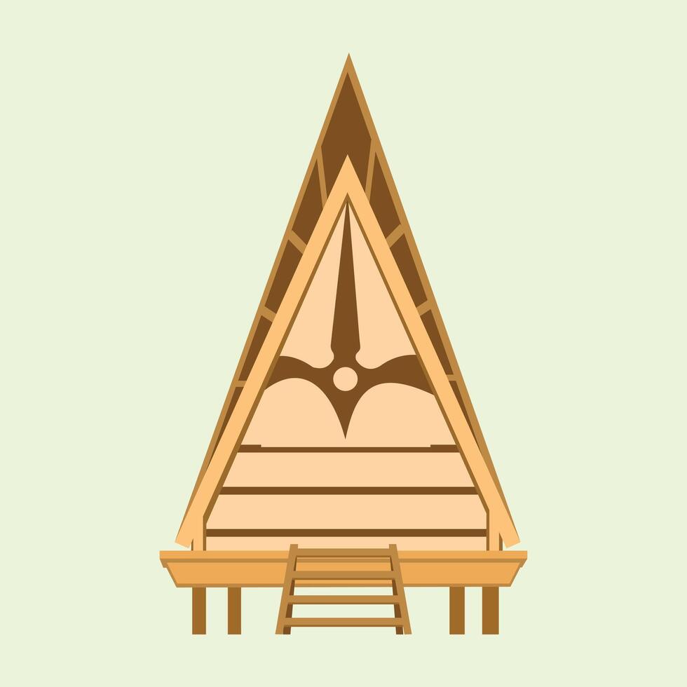 Flat illustration of wooden building icon for web design. illustration of a traditional Indonesian house. Unique and beautiful traditional houses. Design elements of house building vector