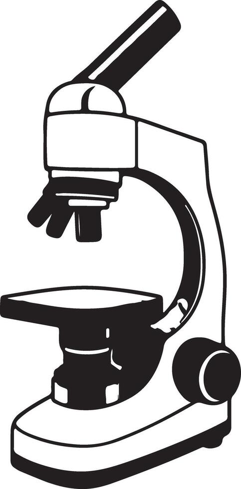 A silhouette illustration of a microscope vector