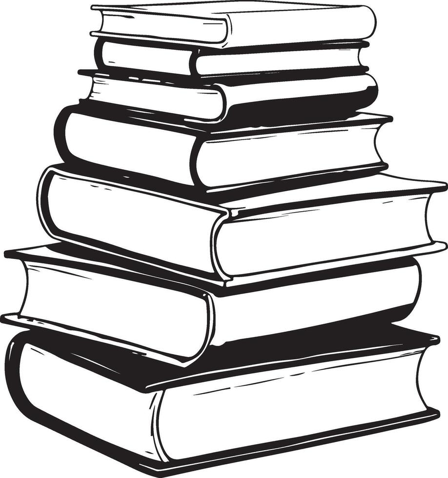 A sketch art illustration of packed books vector