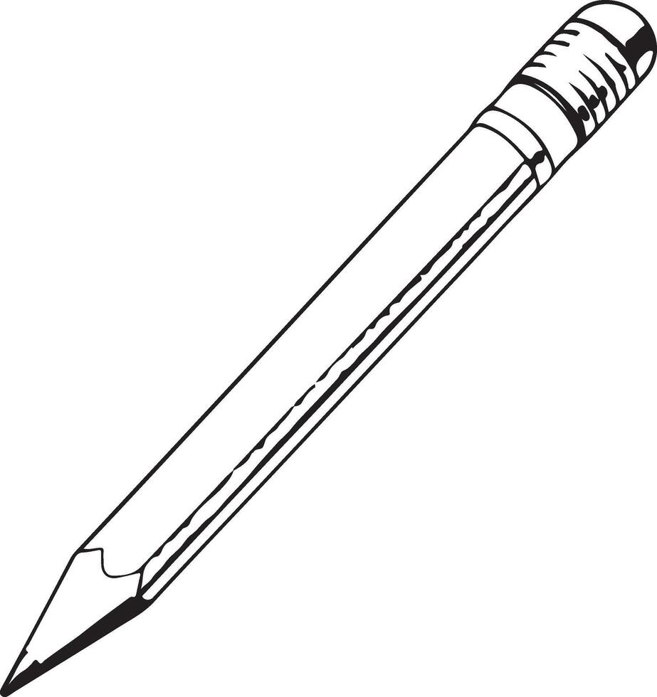 A black and white sketch art illustration of a pencil vector