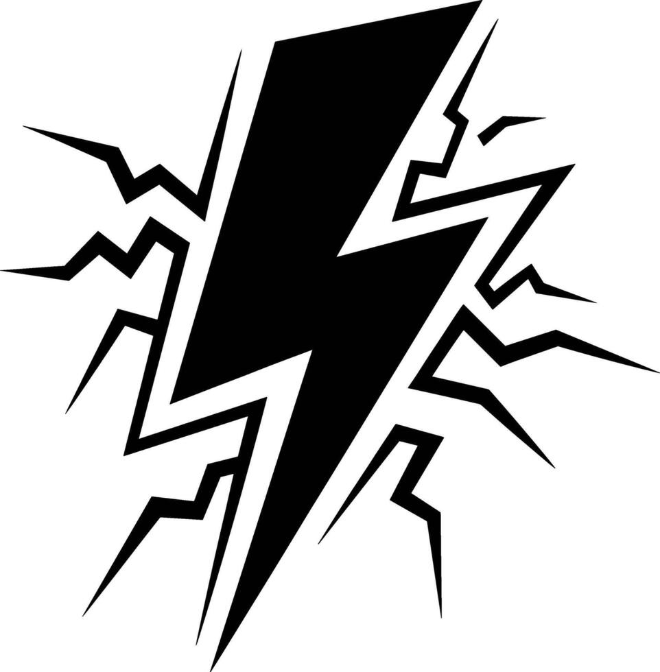 Bold Lightning Bolt with Jagged Energy Strikes vector
