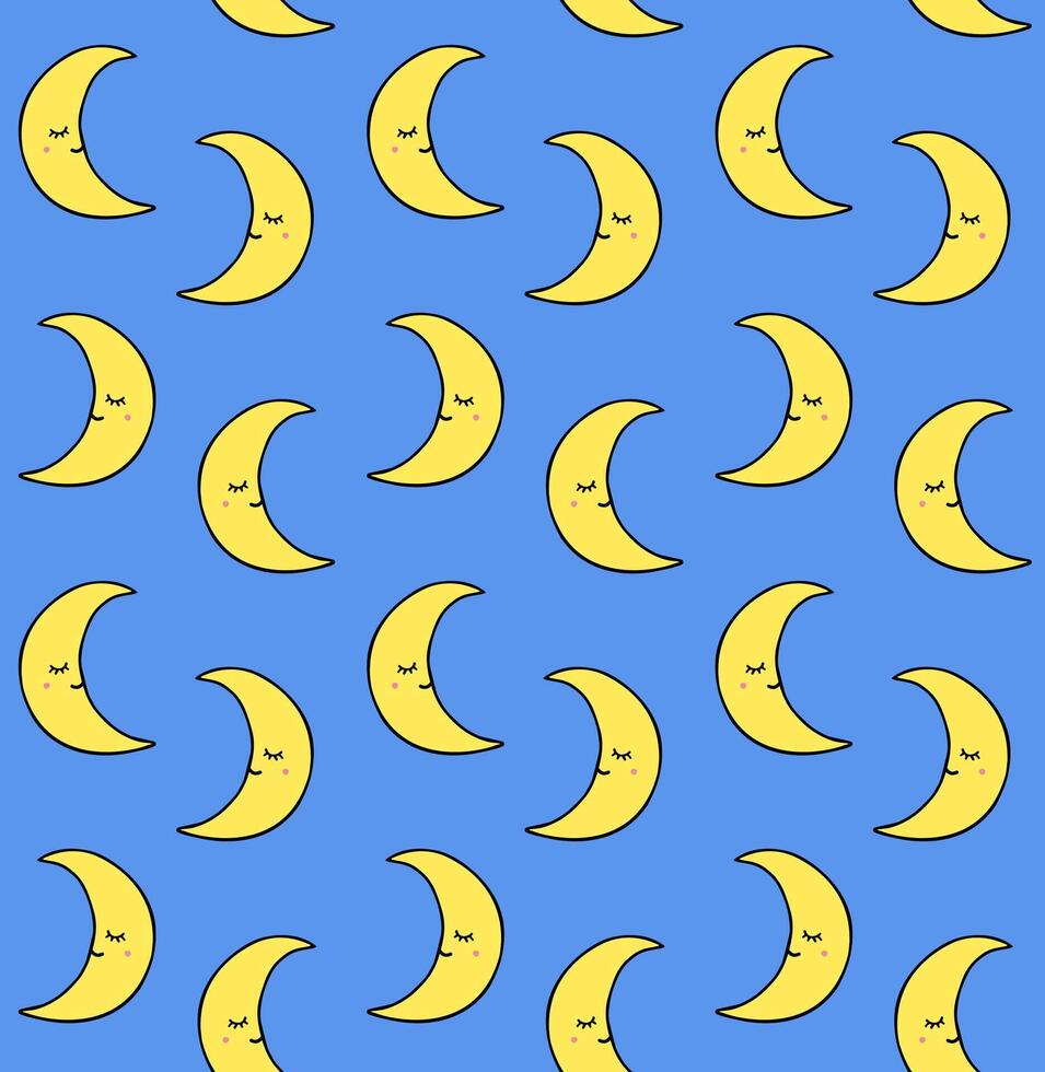 Seamless pattern of hand drawn doodle sketch moon with face vector
