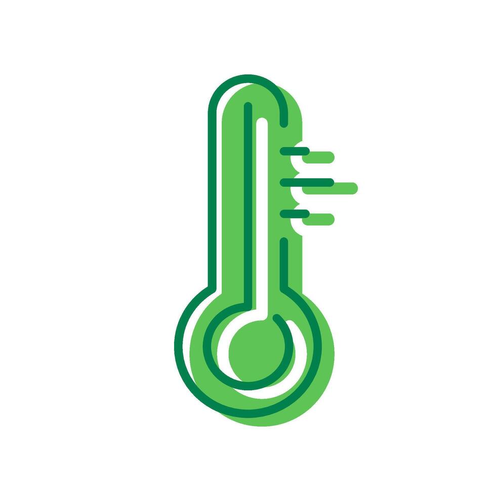 Green Thermometer Medicine Tool Icon. Temperature Measurement Instrument in Celsius or Fahrenheit Pictogram. Editable Stroke. Isolated Illustration vector