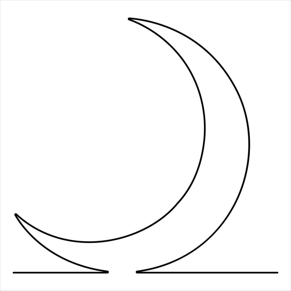 Single line art continuous drawing of crescent moon for Ramadan element simple crescent moon line art style illustration vector