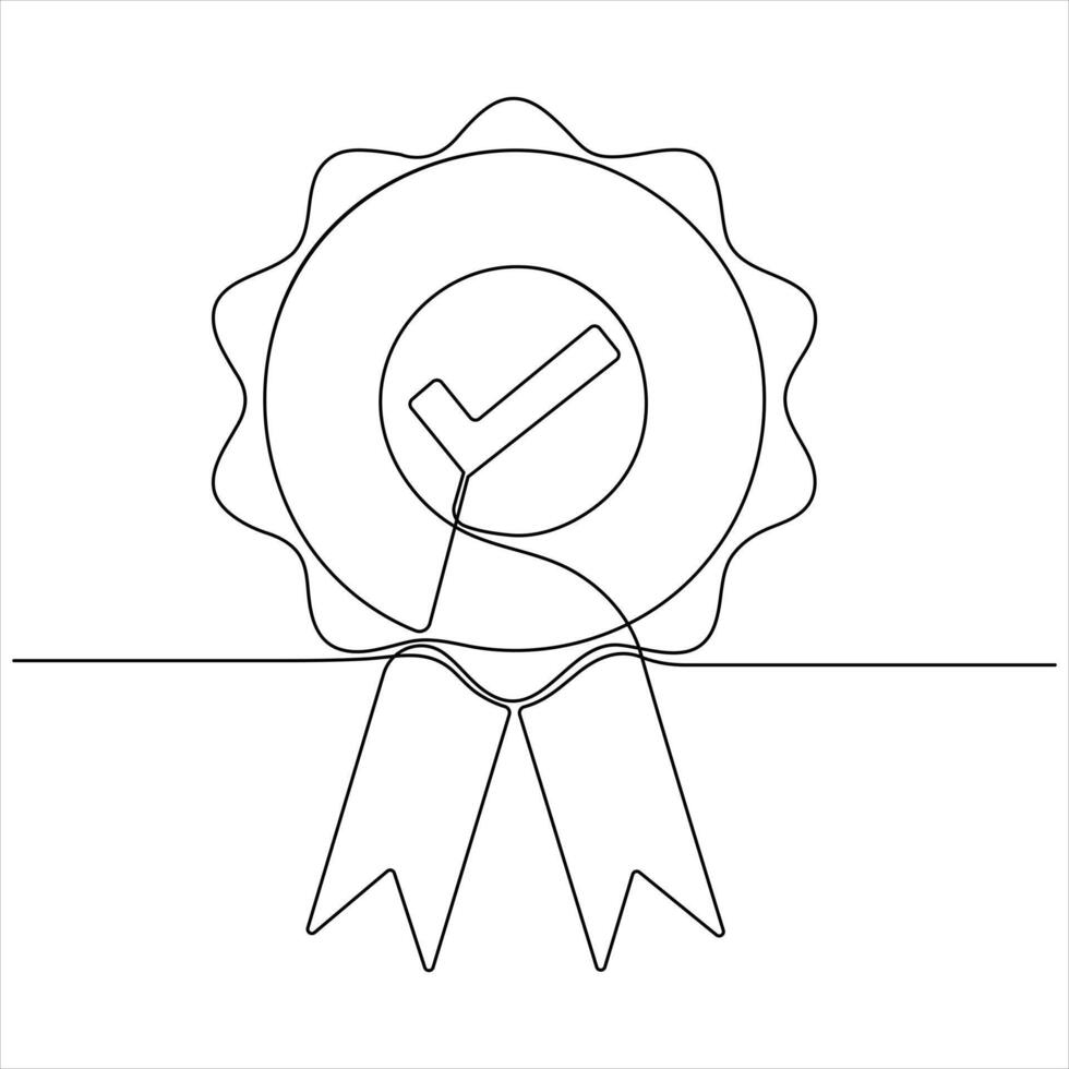 Award Badge single continuous line Illustration vector