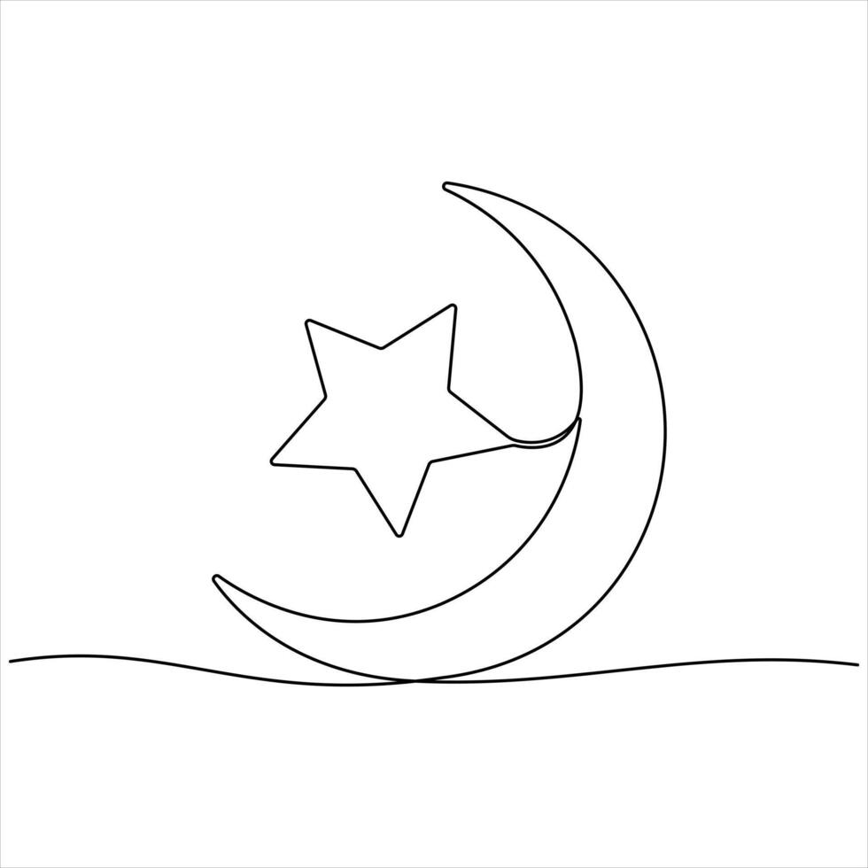 Moon and Star Line Art vector
