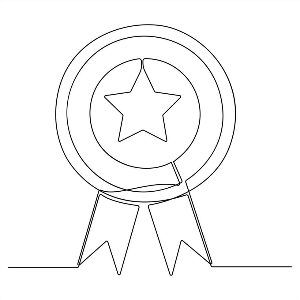 Award Badge one line continuous Line Art vector