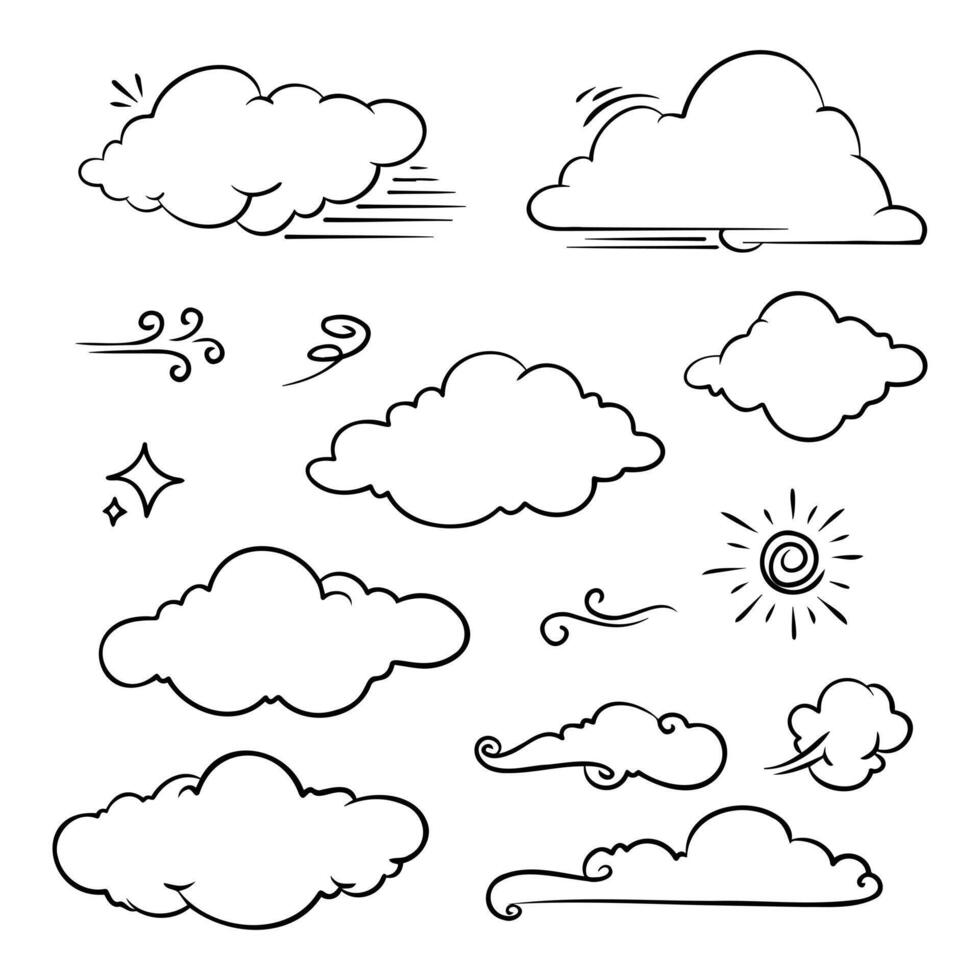 The illustration displays cloud patterns in a dynamic form vector