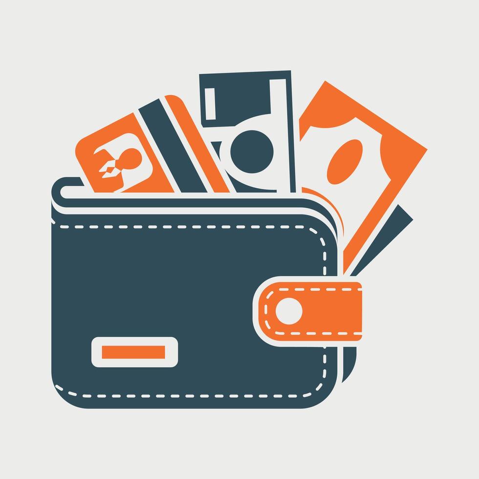 financial wallet icon on white background vector