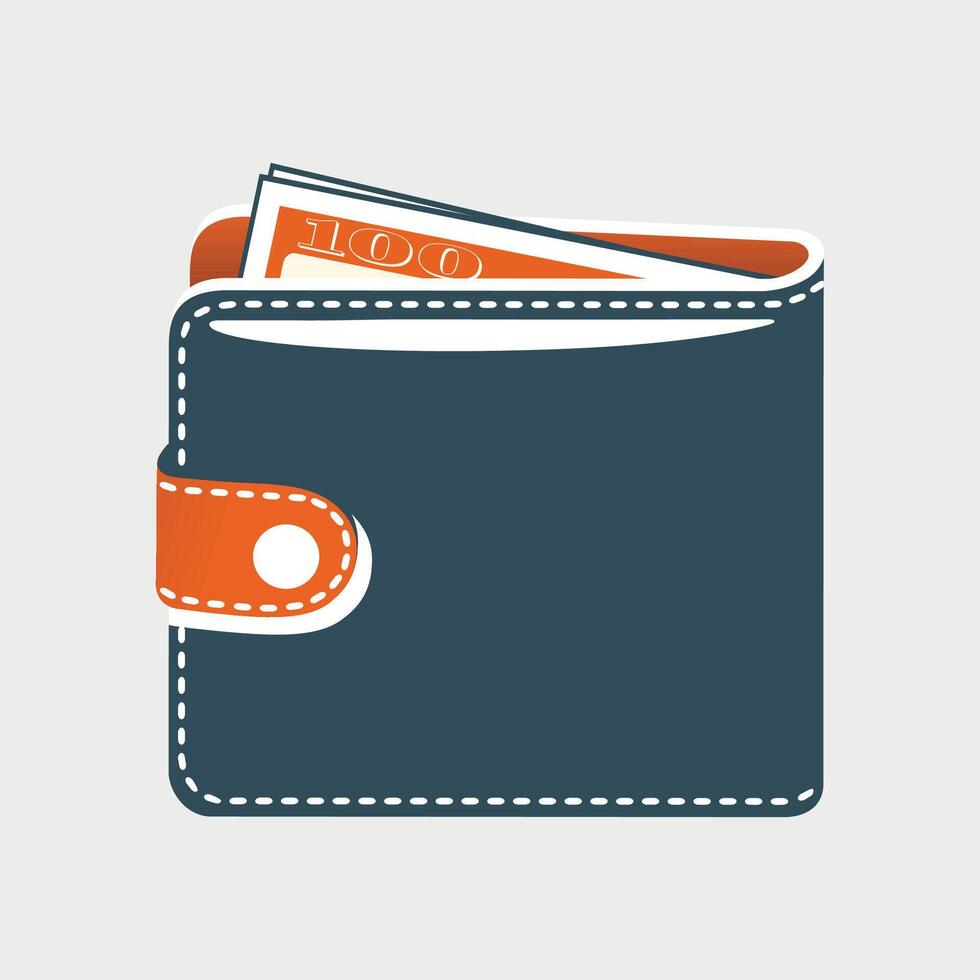 simple blue leather wallet icon on white background vector