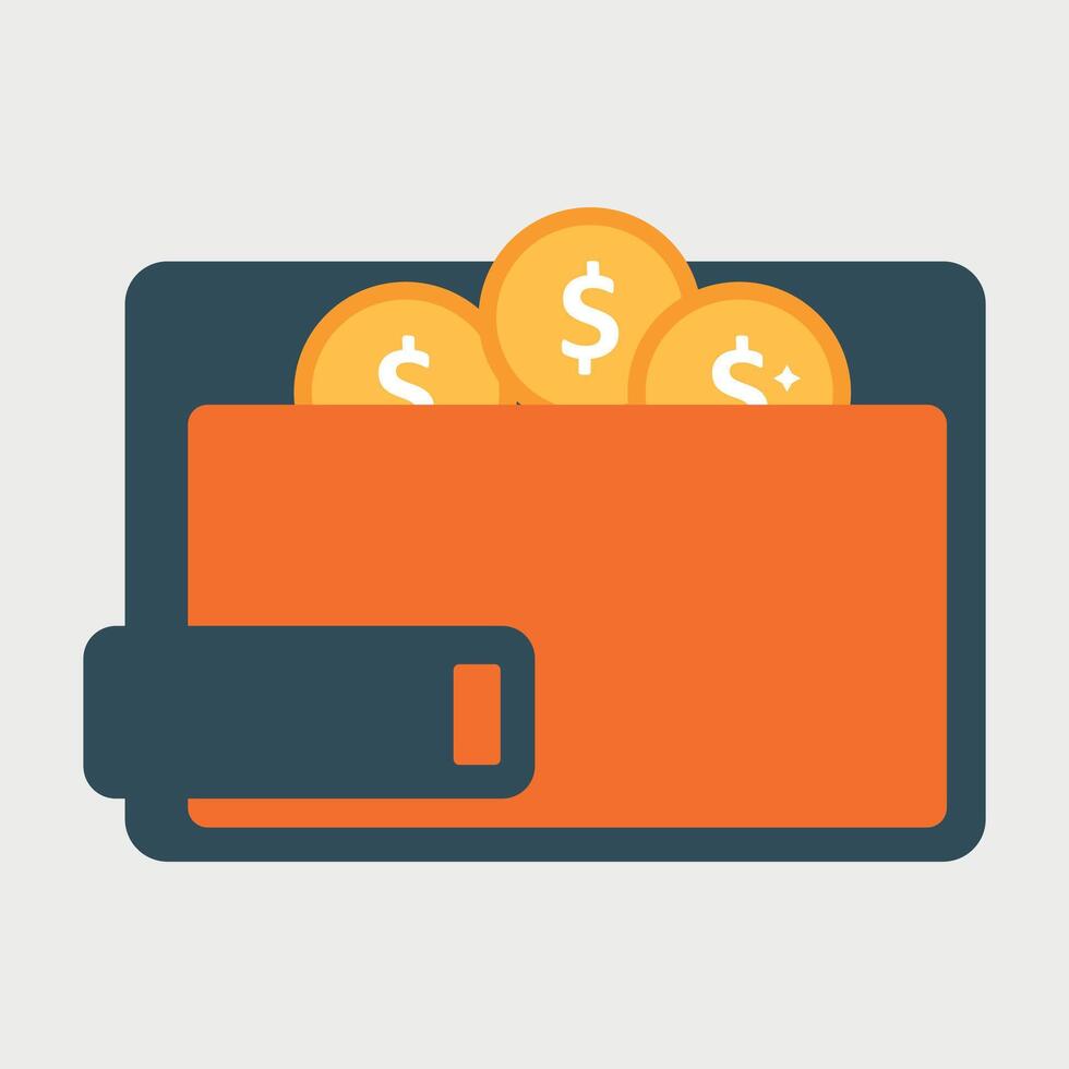 simple orange financial wallet icon on white background vector