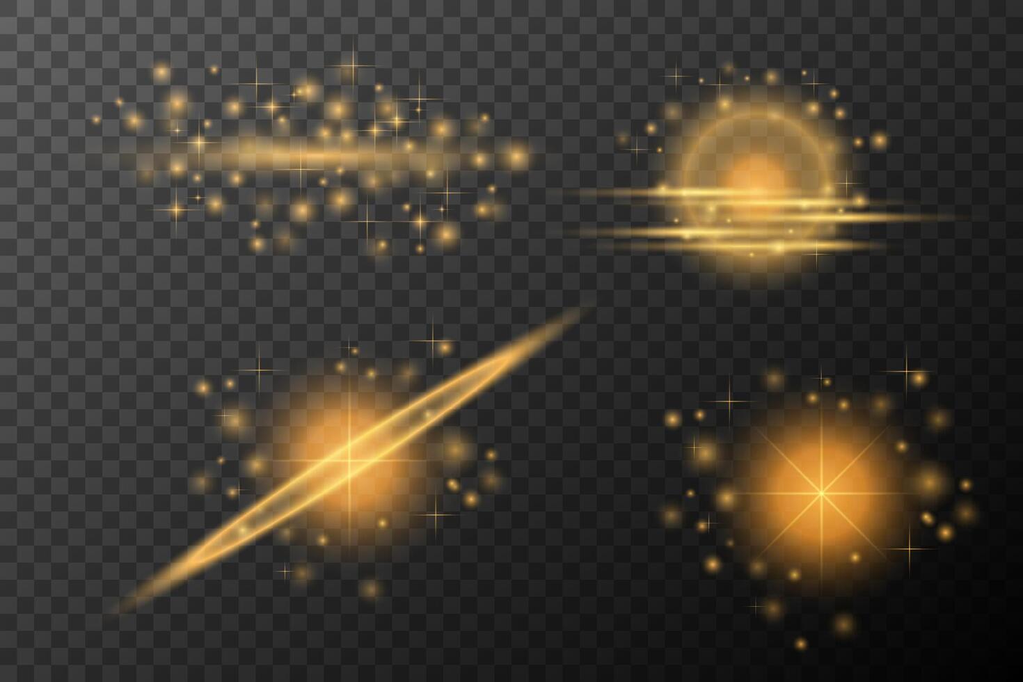 golden light effects, set on background vector