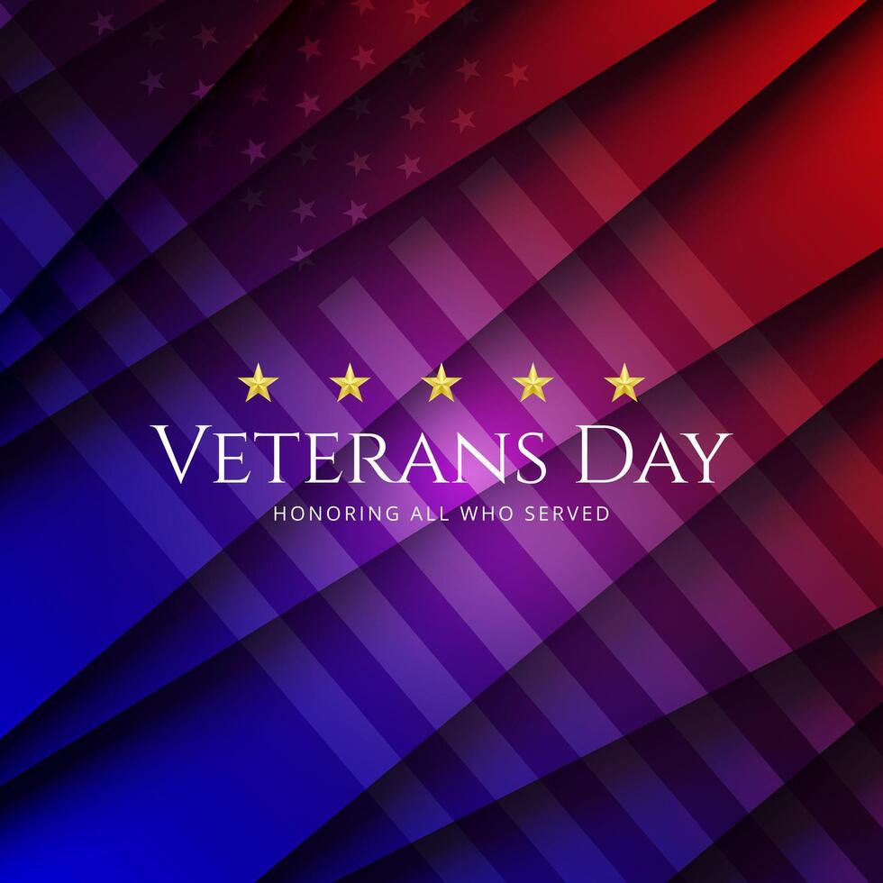 Veterans day background with american flag and stars vector