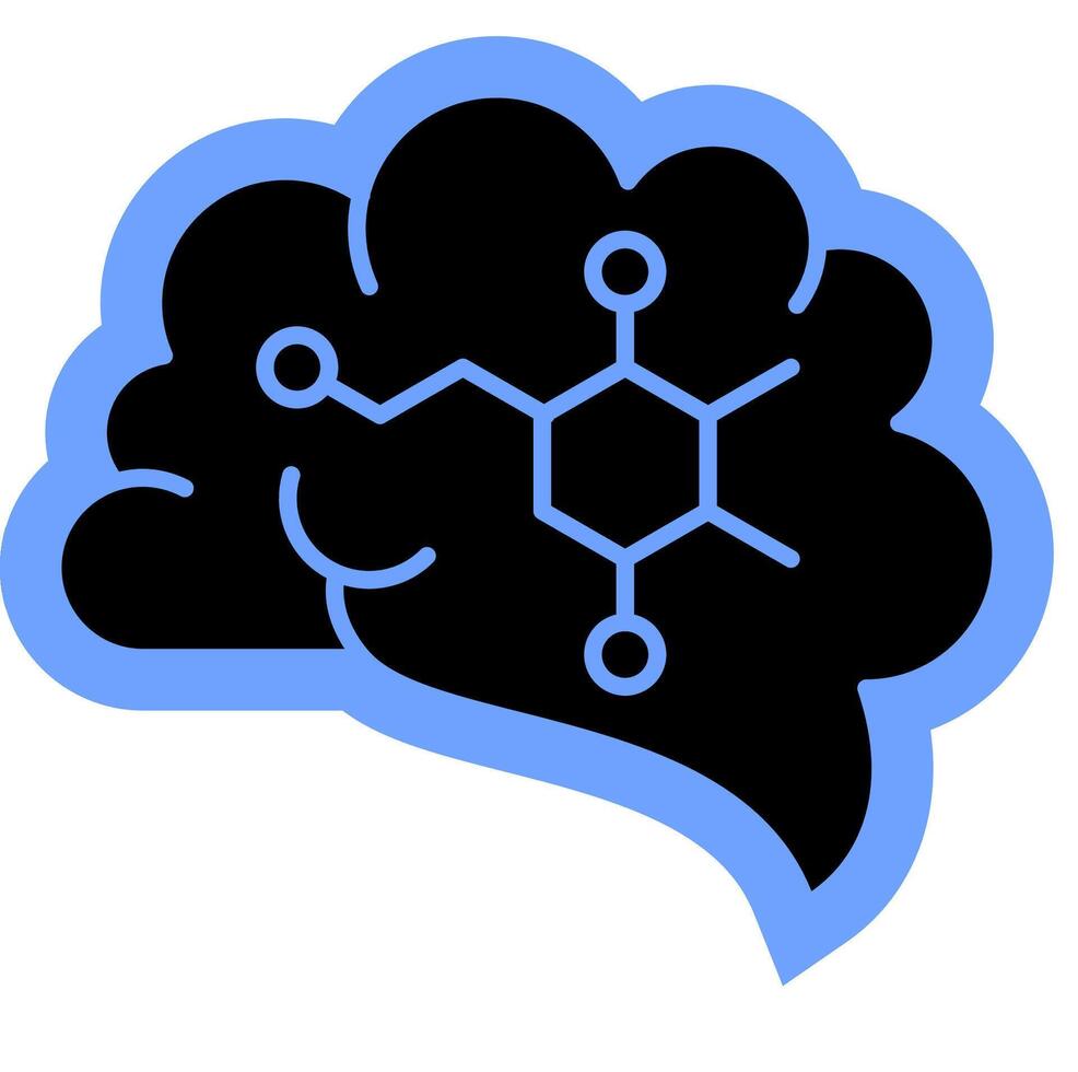 A brain with a molecule in it vector