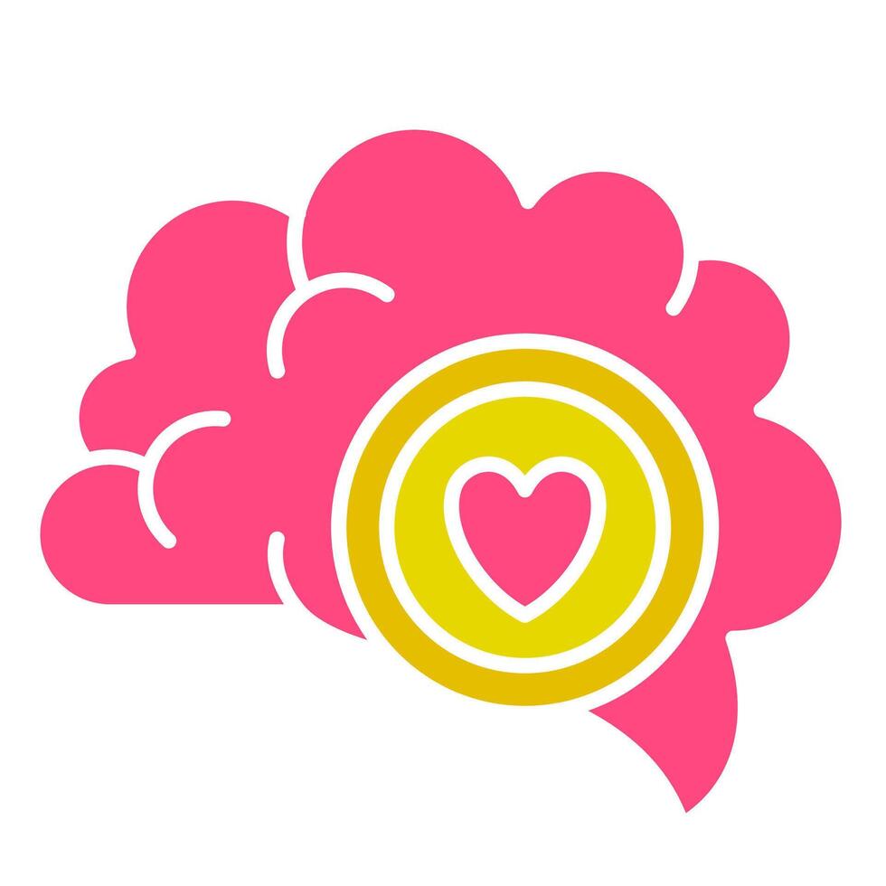 A pink brain with a heart in the middle vector
