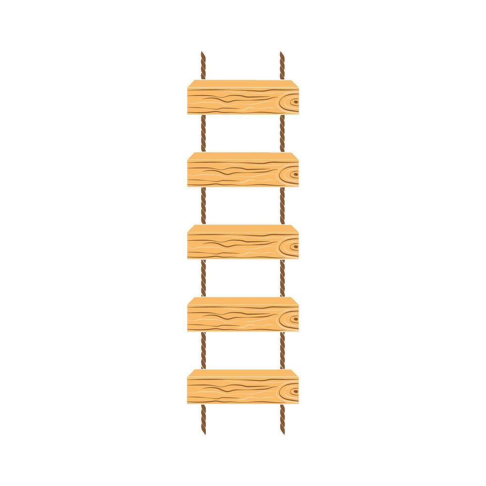 Wooden ladder design with rope vector