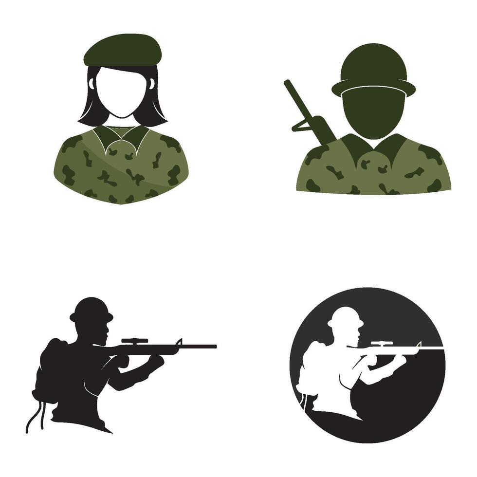 set Military Soldier logo Illustration flat design vector