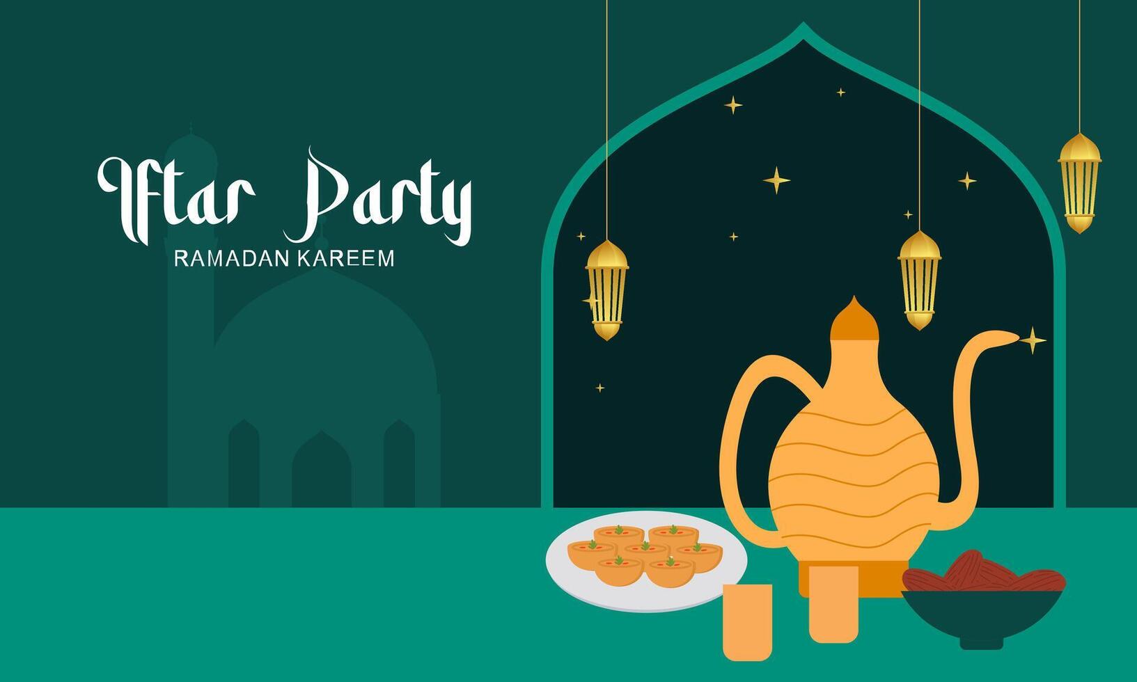 Ramadan Iftar Party Design. Ramadan Kareem Design Flyer vector