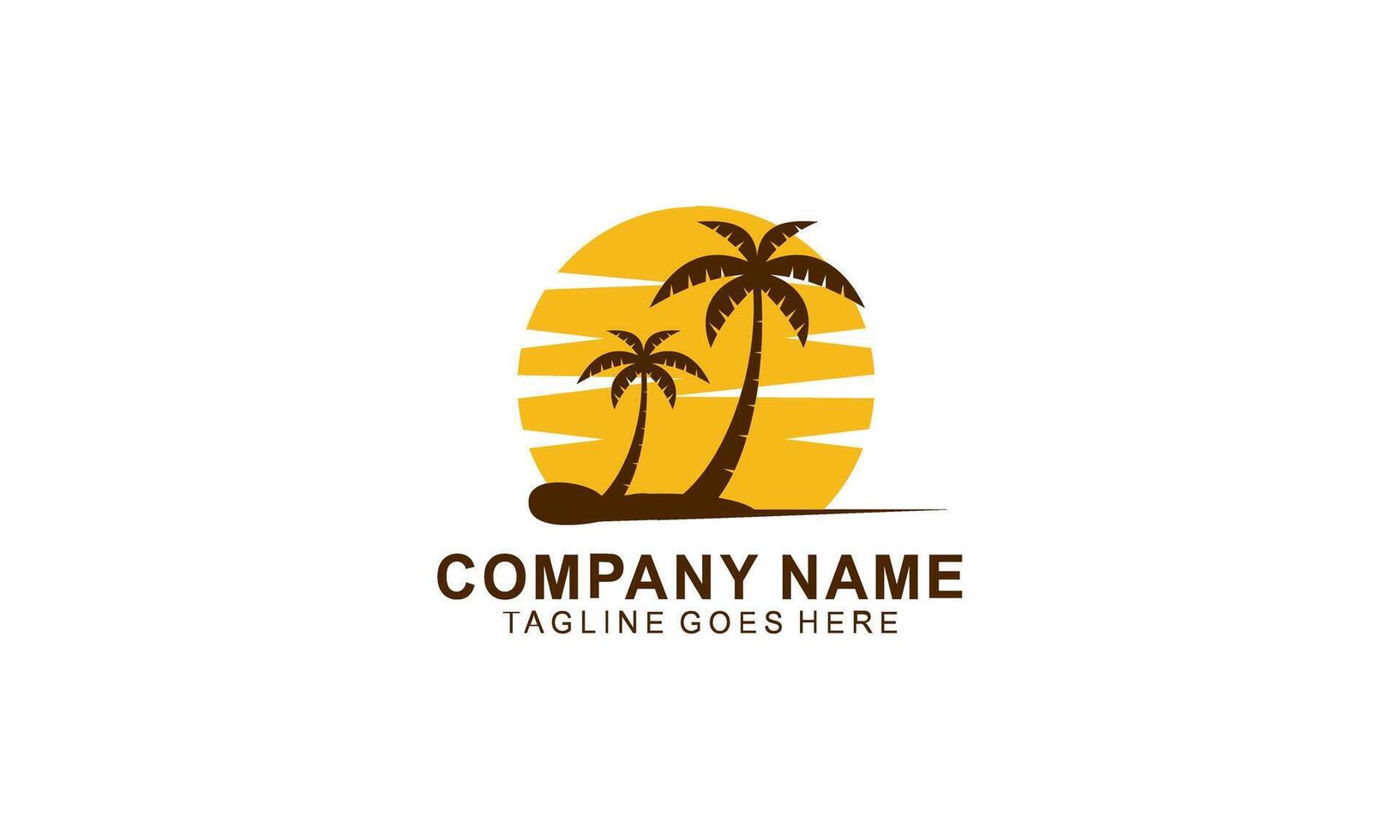 palm logo with sun and wave vector