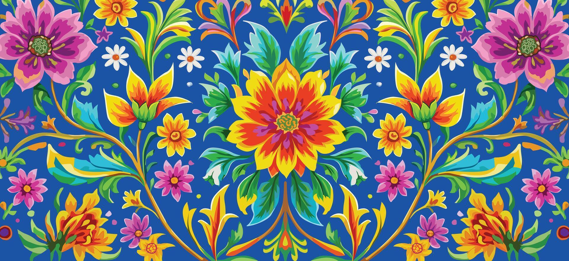 Batik floral in multi color illustration for background design. vector